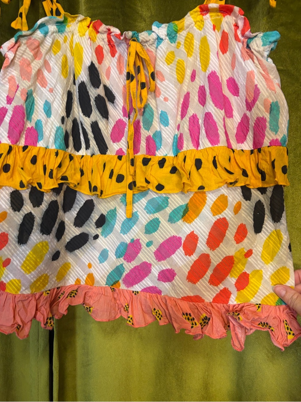 Anthropologie Conditions Apply Colorful Leopard Ruffle Tie Strap Top Small $118 - Picture 5 of 8